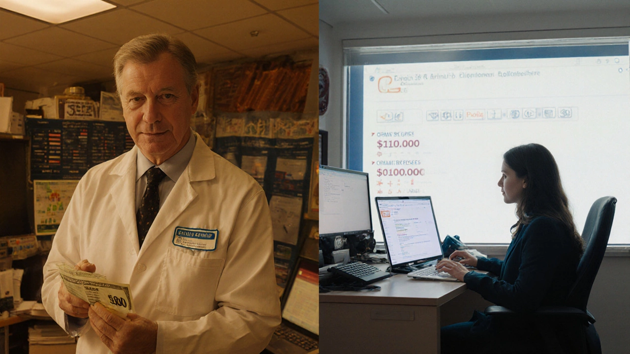 Contrasting scenes of industry salary versus academic grant uncertainty.