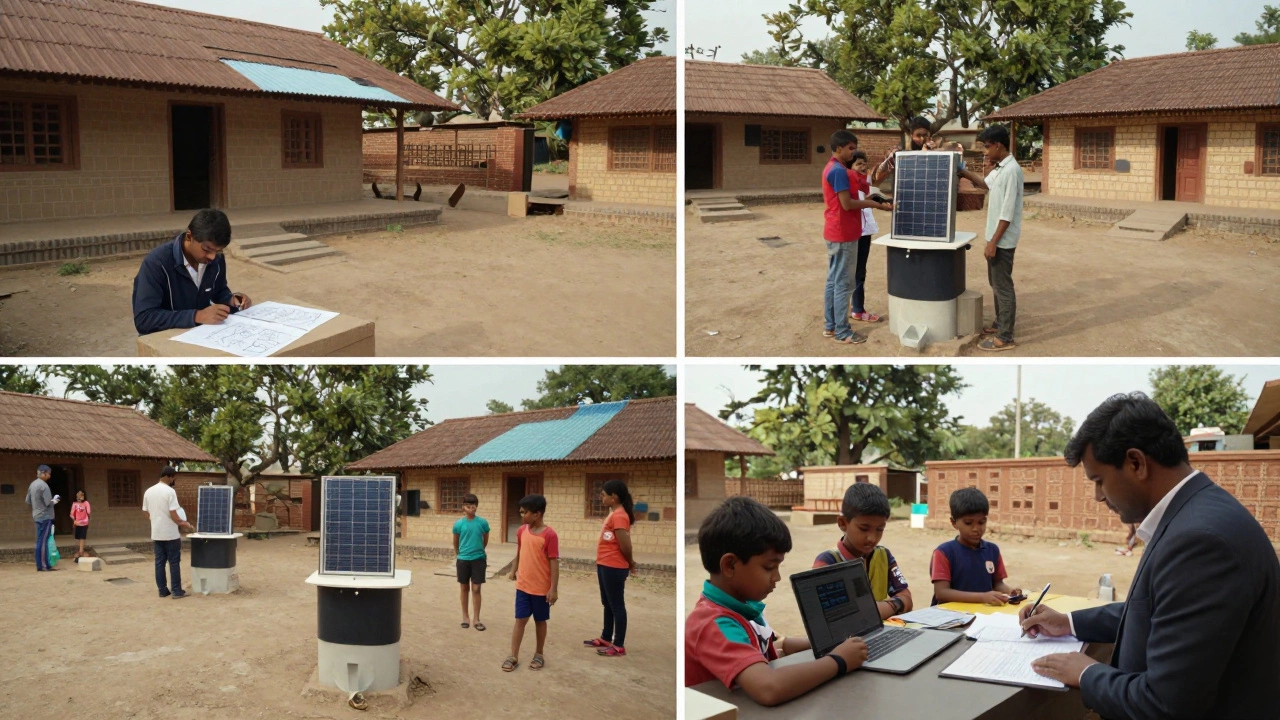 A small Indian village transforming over three years through grassroots innovation and community-led solutions.