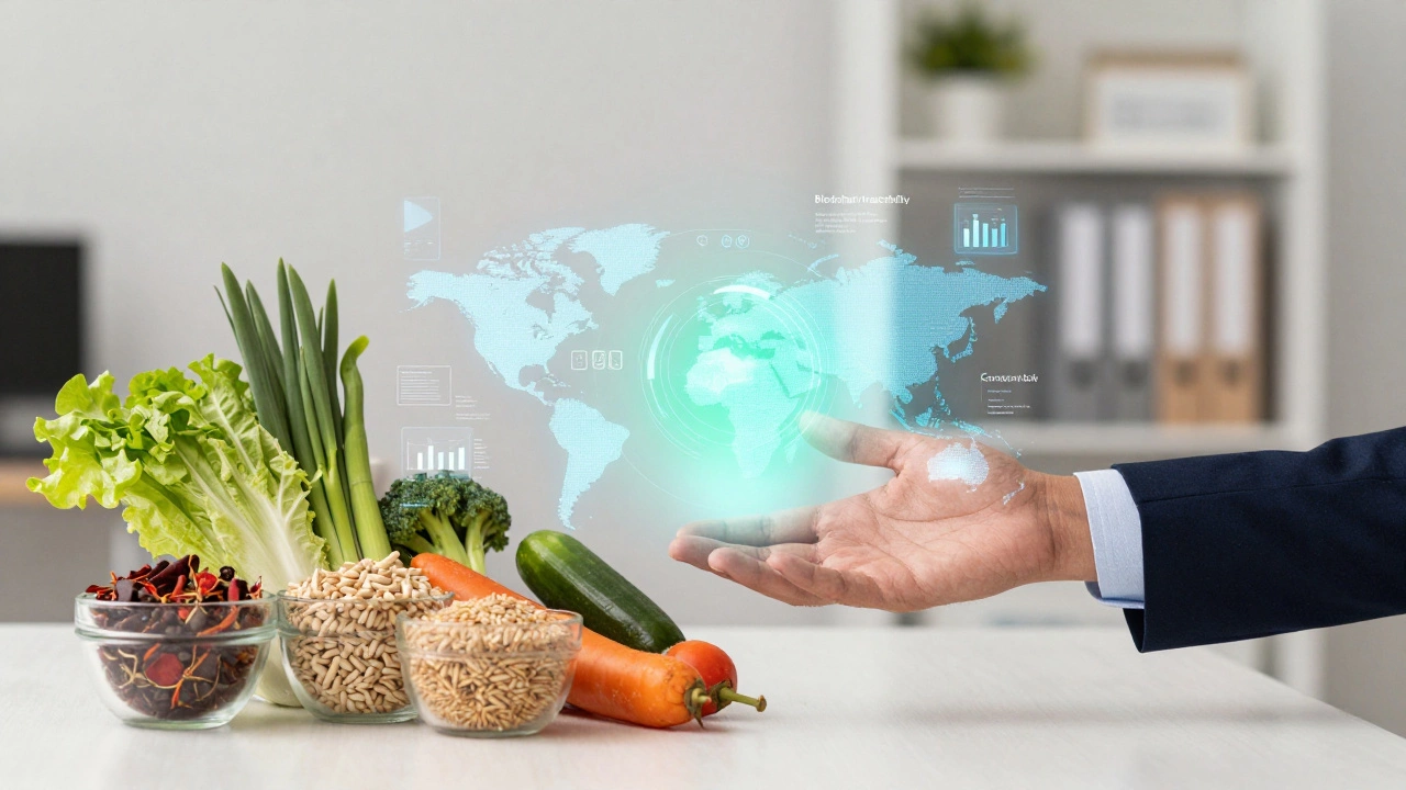 Fresh produce with digital supply chain overlay