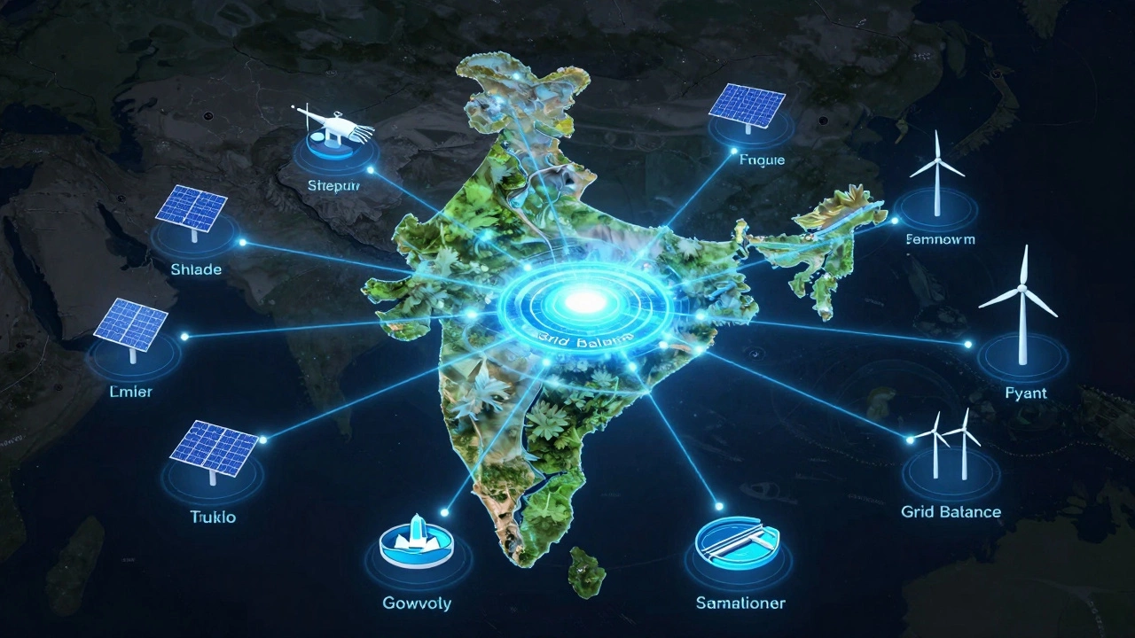 Conceptual graphic of hybrid renewable energy grid connection