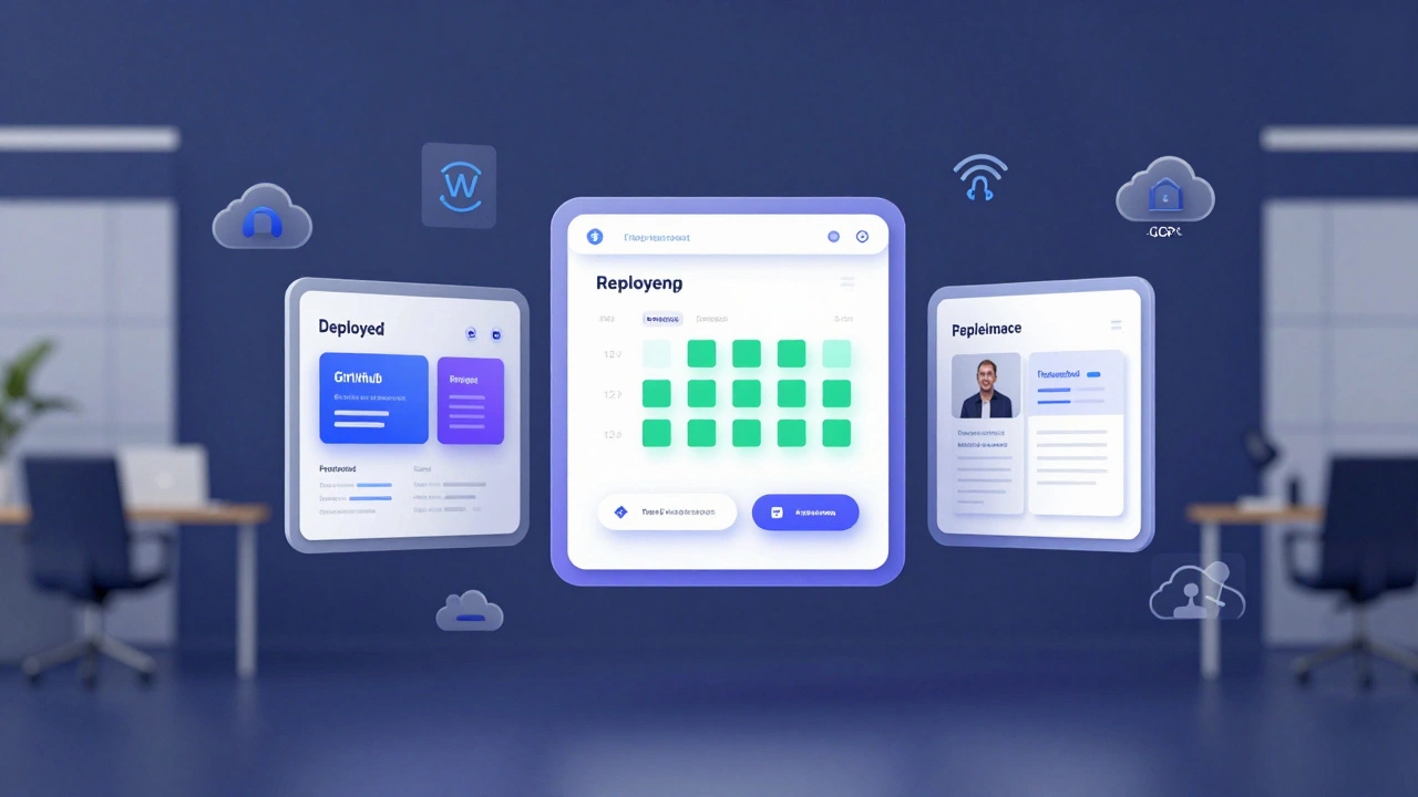 Holographic display of deployed AI projects and GitHub profile