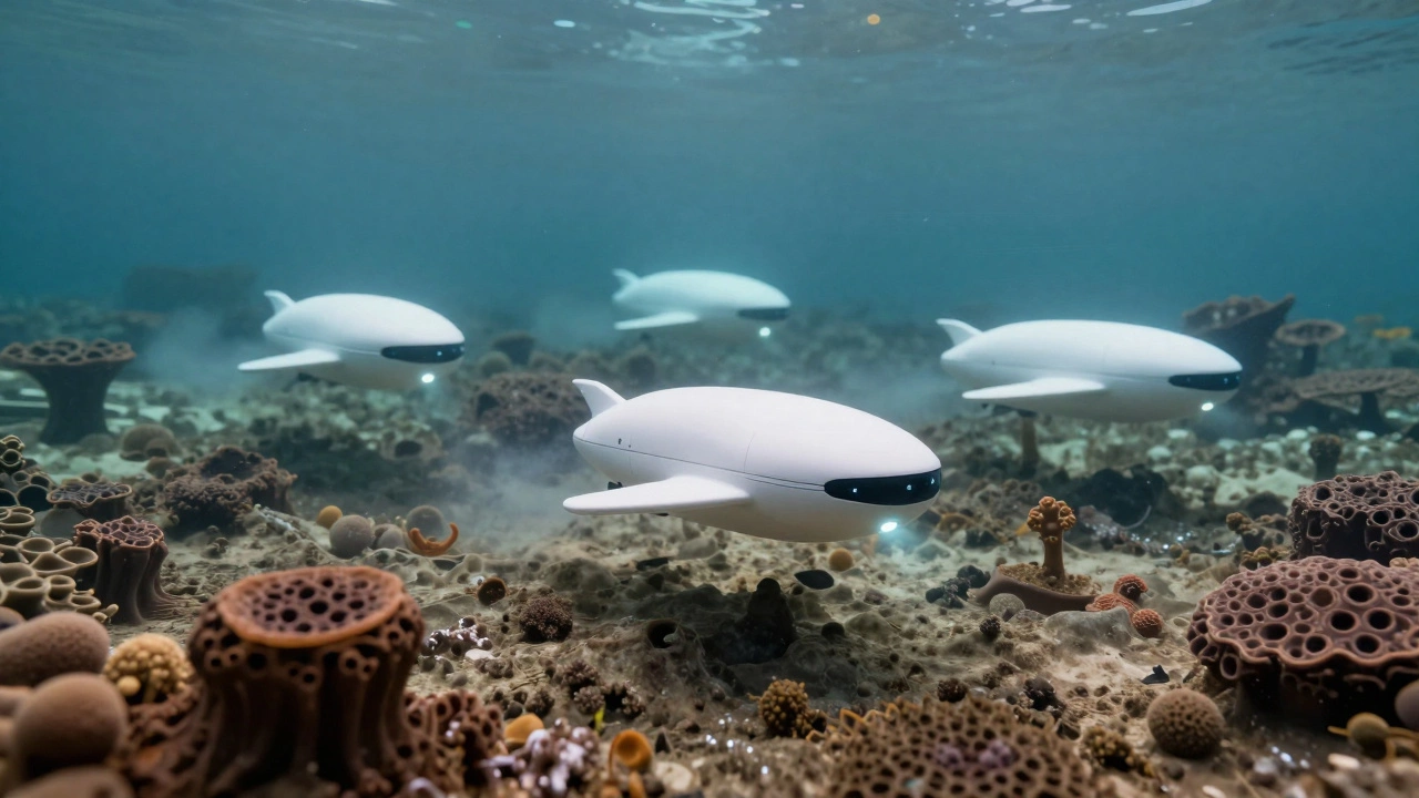 Swarm of autonomous robots mapping the ocean floor