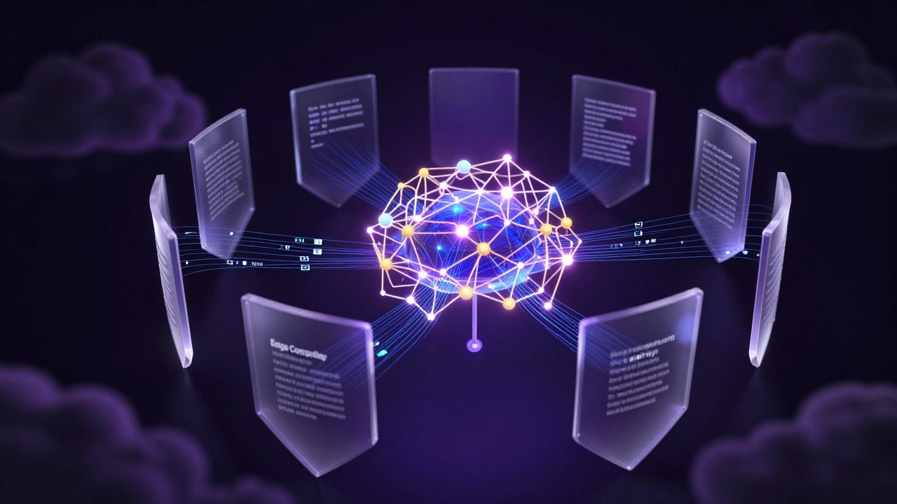 Abstract visualization of secure edge computing and decentralized data