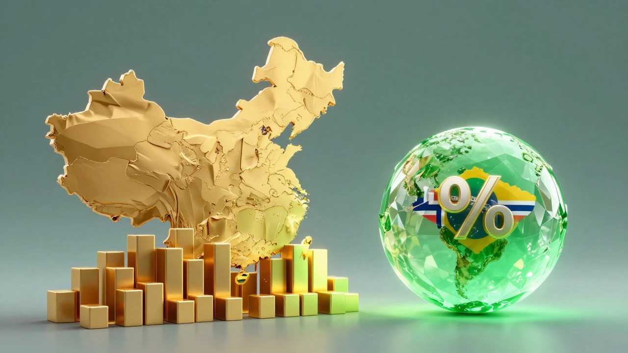 Conceptual art comparing massive energy volume structures with a small pure green sphere