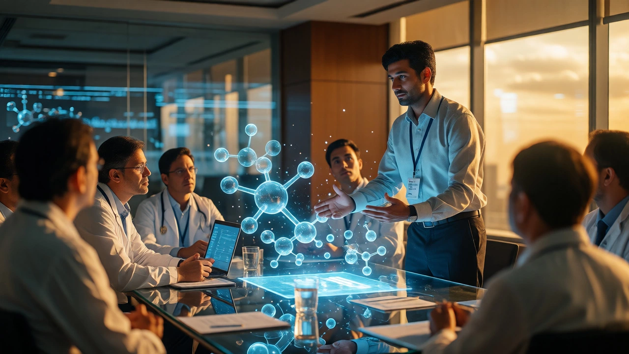 Medical Science Liaison presenting to executives in a boardroom